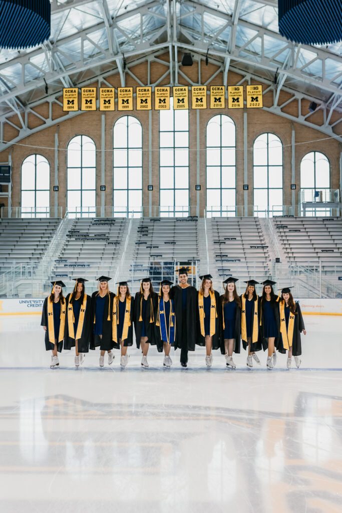 University of Michigan Synchronized Skating Team On Ice Portraits
